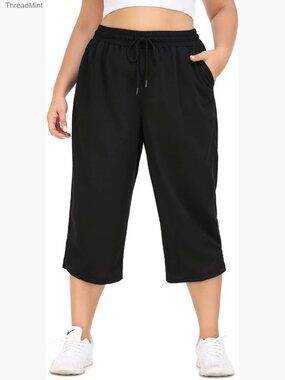 Plus Size Yoga Capri Pants with Pockets Drawstring Sweatpants